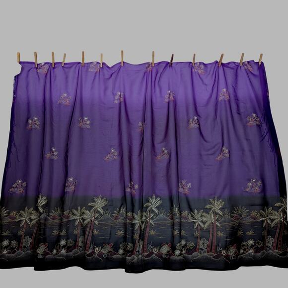 Island impressions Pareo/sarong Sheer  75" width 45" length purple and black GUC - Picture 6 of 9